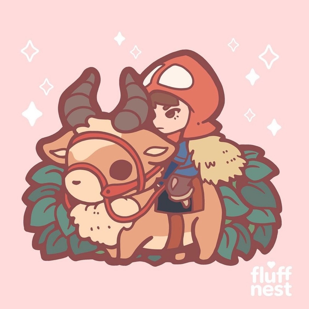 NWT 🐺🌳 Fluffnest Studio Ghibli Princess Mononoke San & Ashitaka Enamel Pins - Picture 6 of 6